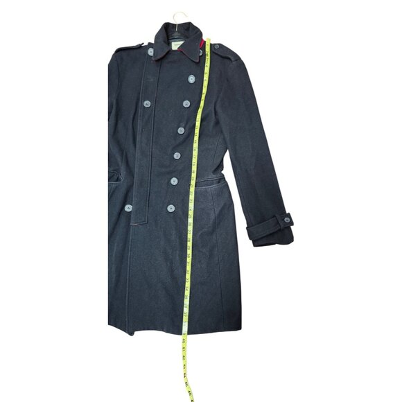 OPERATIONS NYC Black Wool Cashmere Military Peacoat Trench Coat Small USA Made - Picture 13 of 16